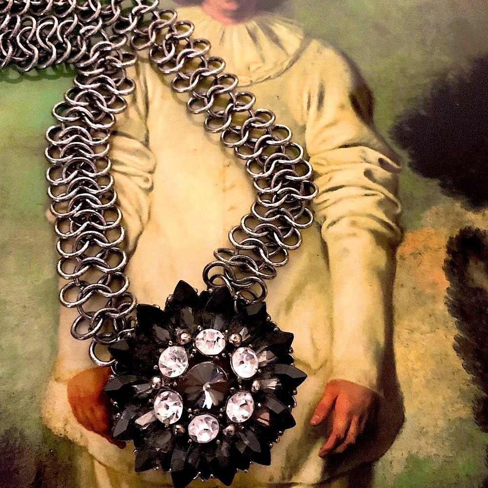 Elegant Silver Black Dahlia Vintage Inspired Chain Choker Necklace